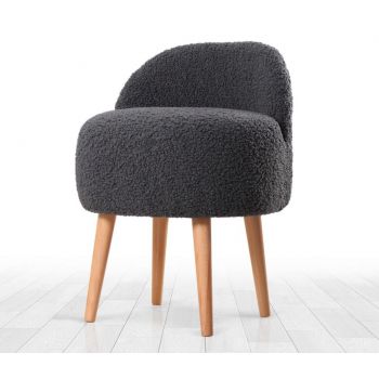 Taburet, Fluffe, 209FLF1153, Blana artificiala, Gri inchis