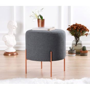 Taburet, Fluffe, 209FLF1178, 50% bumbac, 50% in, Gri inchis
