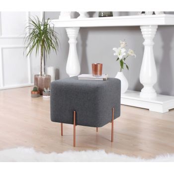 Taburet, Fluffe, 209FLF1189, 50% bumbac, 50% in, Gri inchis