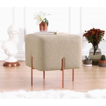 Taburet, Fluffe, 209FLF1190, 50% bumbac, 50% in, Cafeniu