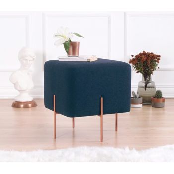 Taburet, Fluffe, 209FLF1192, 50% bumbac, 50% in, Albastru navy