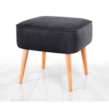 Taburet, Fluffe, 209FLF1344, Catifea, Gri inchis