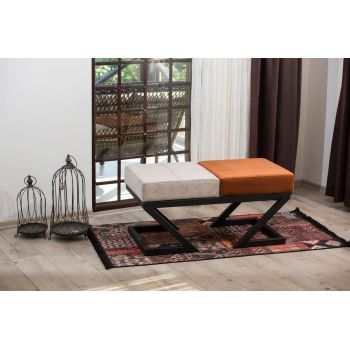 Taburet, Grace, 591GRC1136, Metal, Bej / Portocaliu / Maro