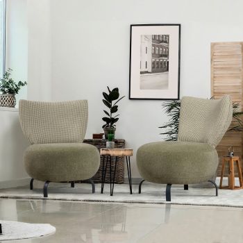 Set scaune cu aripă, Unique Design, 867UNQ1069, Lemn de carpen, Verde