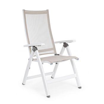 Fotoliu fix pentru gradina / terasa, din aluminiu si material textil, Cruise Alb, l59xA71xH113 cm