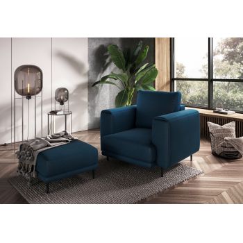 Fotoliu fix tapitat cu stofa si picioare metalice, Dalis Nube, l105xA95xH90 cm
