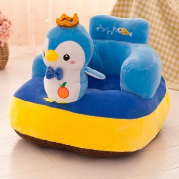 Fotoliu pentru bebe din plus cu spatar - Pinguin albastru