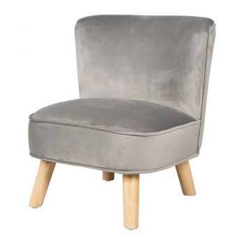 Fotoliu pentru copii gri deschis cu tapițerie din catifea Lil Sofa – Roba