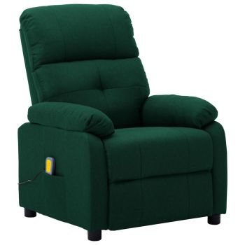 Fotoliu rabatabil de masaj verde inchis material textil