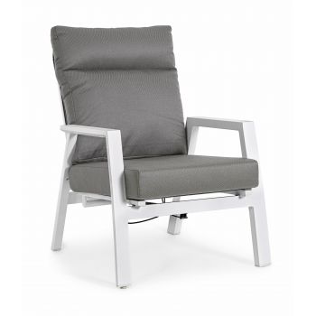 Fotoliu Recliner pentru gradina / terasa, din aluminiu, cu perne detasabile, Kledi Gri / Alb, l72xA81xH98 cm