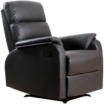 HOMCOM Fotoliu Relax Rabatabil Manual in Piele Sintetica, Maro, 75x92x99cm | Aosom Romania