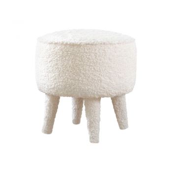 Puf de copii alb cu tapițerie din stofă bouclé Moouv – Artie Puf de copii alb cu tapițerie din stofă bouclé Moouv – Artie