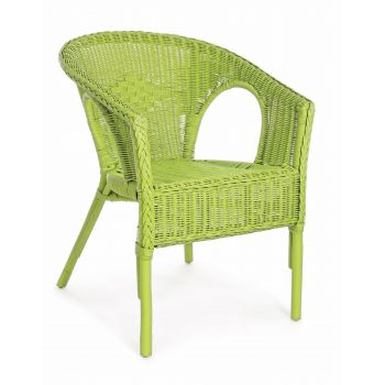 Scaun pentru gradina / terasa, din ratan si rachita, Alliss Lime, l58xA61xH74 cm