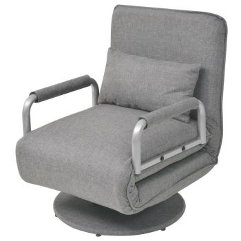 Scaun pivotant și canapea extensibilă gri deschis textil