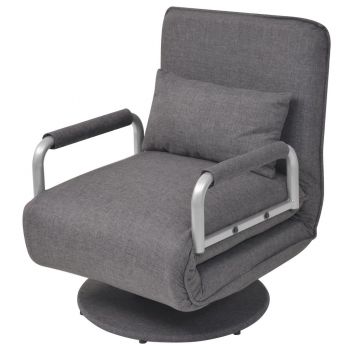 Scaun pivotant și canapea extensibilă gri inchis textil
