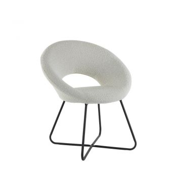 Fotoliu alb cu tapițerie din stofă bouclé Antony – Light & Living