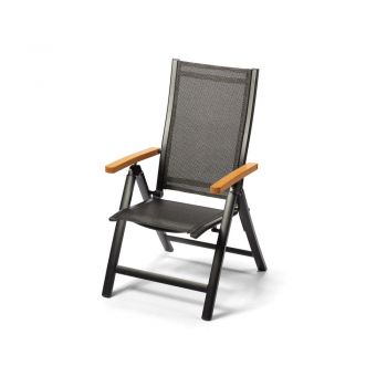 Fotoliu de grădină reglabil din aluminiu cu cotiere în decor de lemn Debut Comfort