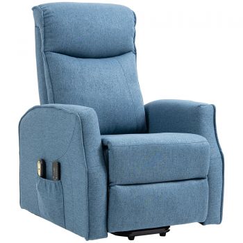 HOMCOM Fotoliu Recliner cu 8 Puncte de Masaj, Rabatabil la 135° cu Suport pentru Picioare, 74,5x87,5x110 cm, Albastru | Aosom Romania