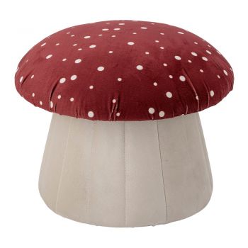 Puf pentru copii roșu/alb cu tapițerie din catifea Lue - Bloomingville Mini Puf pentru copii roșu/alb cu tapițerie din catifea Lue - Bloomingville Mini
