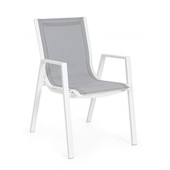 Scaun pentru gradina Pelagius, Bizzotto, 55x65.5x88 cm, aluminiu/textilena, alb