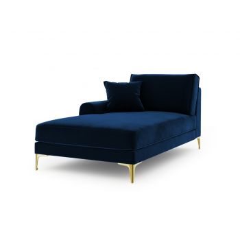 Sezlong living stanga, Madara, Mazzini Sofas, gold legs, 102x182x90 cm, catifea, albastru regal