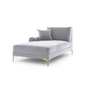 Sezlong living stanga, Madara, Mazzini Sofas, gold legs, 102x182x90 cm, catifea, argintiu