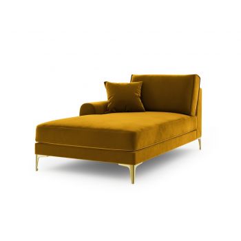 Sezlong living stanga, Madara, Mazzini Sofas, gold legs, 102x182x90 cm, catifea, galben