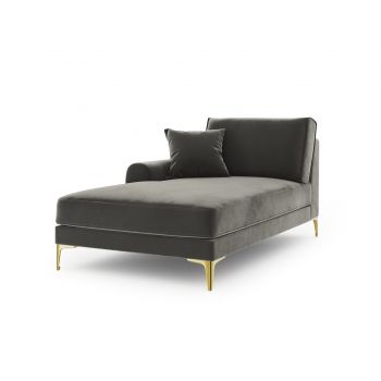 Sezlong living stanga, Madara, Mazzini Sofas, gold legs, 102x182x90 cm, catifea, gri deschis