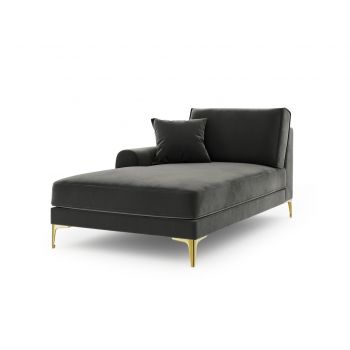 Sezlong living stanga, Madara, Mazzini Sofas, gold legs, 102x182x90 cm, catifea, gri inchis