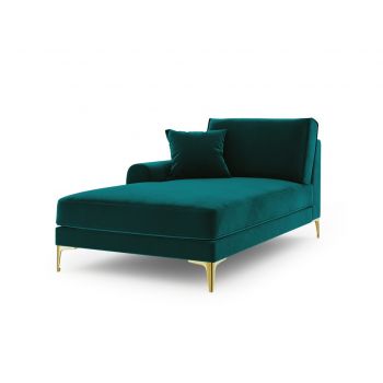 Sezlong living stanga, Madara, Mazzini Sofas, gold legs, 102x182x90 cm, catifea, turcoaz