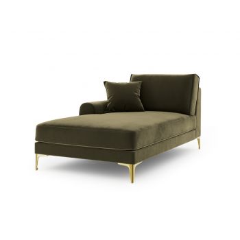 Sezlong living stanga, Madara, Mazzini Sofas, gold legs, 102x182x90 cm, catifea, verde