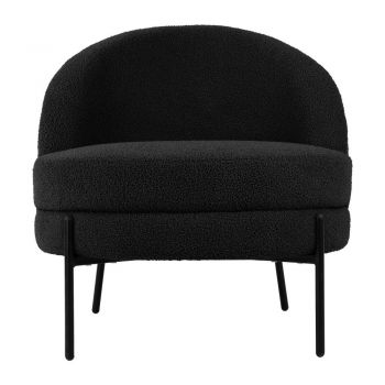 Fotoliu negru cu tapițerie din țesătură bouclé Noble – Leitmotiv