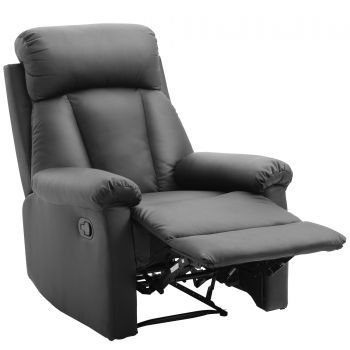 Fotoliu Relax Rabatabil cu Captuseala Ergonomica si Spatar Reglabil si Rabatabil 80×97×107cm Negru HOMCOM | Aosom RO