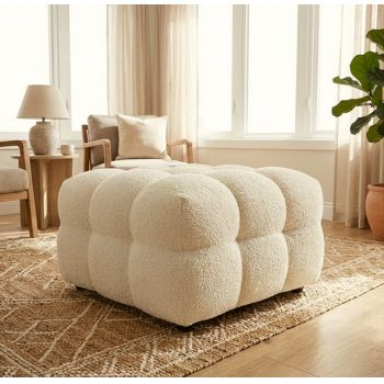 Pouf Bellezza 90x90x43 cm, Ivory