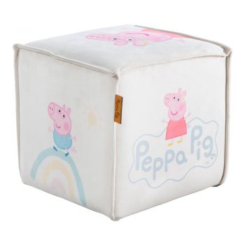 Puf de copii alb cu tapițerie din catifea Peppa Pig – Roba