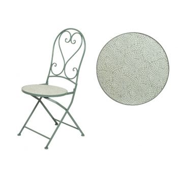 Scaun pentru gradina Eze Mosaic, Decoris, 39 x 46.5 x 93.5 cm, fier/ceramica, verde