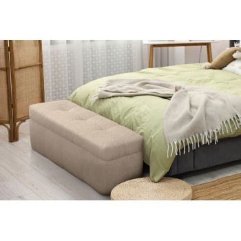 Taburet Bellezza cu lada de depozitare, 124x41x47 cm, Bej sand