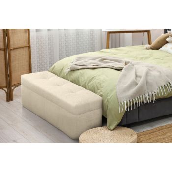 Taburet Bellezza cu lada de depozitare, 124x41x47 cm, Ivory