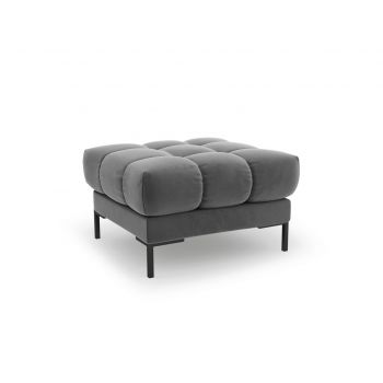Taburet, Mamaia, Micadoni Home, BL, 60x60x41 cm, catifea, gri deschis