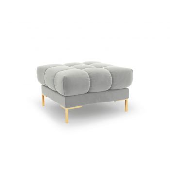 Taburet, Mamaia, Micadoni Home, GL, 60x60x41 cm, catifea, argintiu