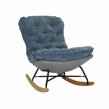 Balansoar Antala, 87x104x85.5 cm, Stofa Albastra/Piele Ecologica Gri