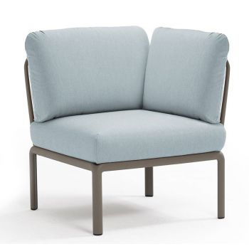 Element de colt Nardi Komodo 5 78cm cadru tortora perne bleu ghiaccio Sunbrella