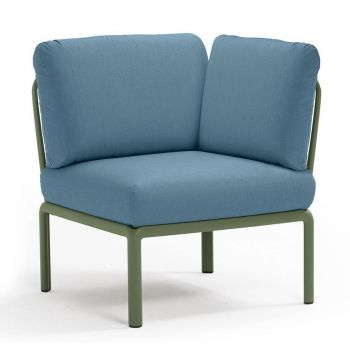Element de colt Nardi Komodo 5 78cm cadru verde perne albastru adriatic Sunbrella
