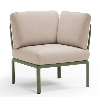 Element de colt Nardi Komodo 5 78cm cadru verde perne canvas Sunbrella