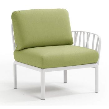Element terminal Nardi Komodo 5 72cm dreapta/stanga cadru alb perne verde avocado Sunbrella