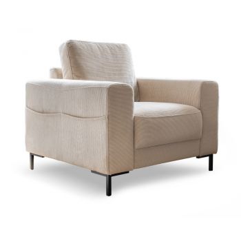 Fotoliu bej cu tapițerie din catifea reiată Lofty Lilly – Miuform
