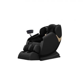 Fotoliu Cu Masaj Hagen 479, 20 Programe, 72x140-187x105-85 cm, Piele ecologica, Negru/Auriu