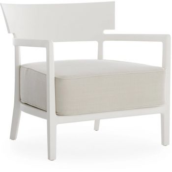 Fotoliu exterior Kartell Cara Mat Outdoor design Philippe Starck & Sergio Schito cadru alb mat perne alb