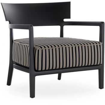 Fotoliu exterior Kartell Cara Mat Outdoor design Philippe Starck & Sergio Schito cadru negru mat perne negru - taupe