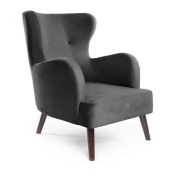 Fotoliu gri Ã®nchis wing cu tapiÈu009Berie din catifea Noemye âu0080Bonami Selection